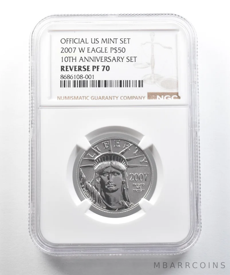 2007-W $50 Platinum Eagle 1/2 Oz Anniversary Set Reverse Proof PF70 NGC