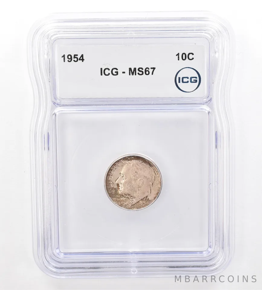 1954 Roosevelt Dime MS67 ICG Beautiful Tone *7345