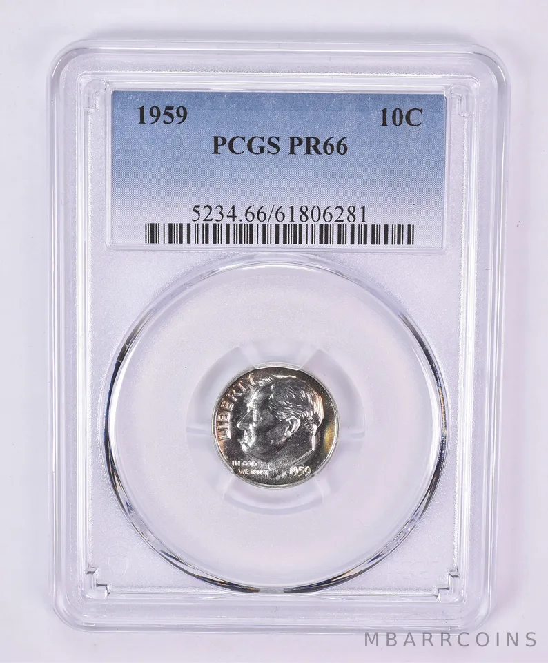 1959 Roosevelt Dime PR66 PCGS Beautiful Tone Reverse *1114