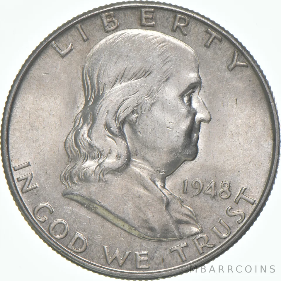 1948-D Franklin Half Dollar AU 90% Silver