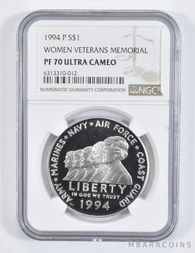1994-P Women in Military Veteran Commemorative Proof Silver Dollar PF70 NGC