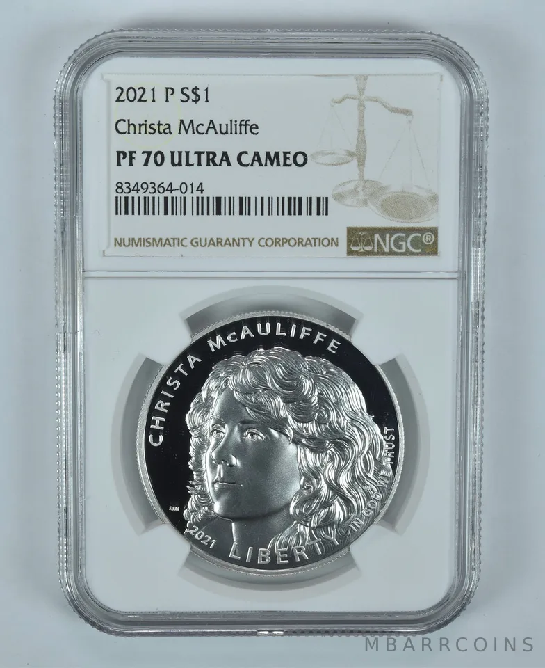 2021-P Christa McAuliffe Commemorative Silver Dollar PF70 UCAM NGC