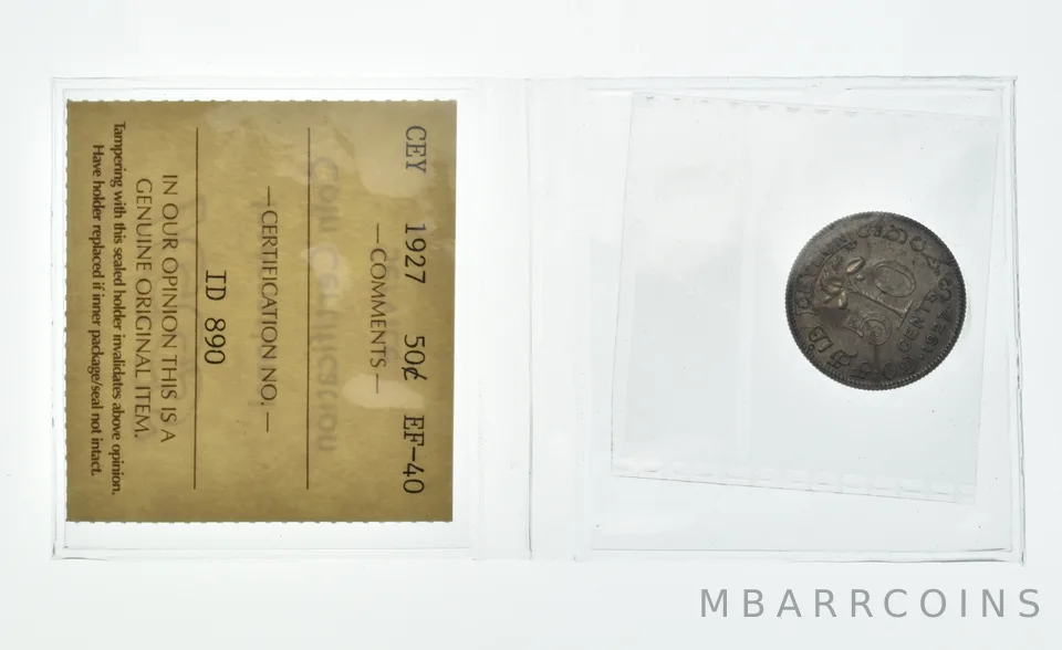 1927 Ceylon 50 Cents*7988
