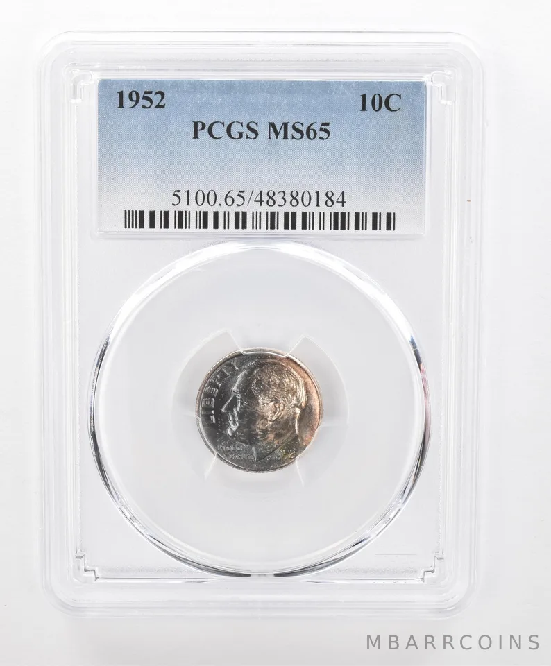1952 Roosevelt Dime MS65 PCGS Beautiful Tone *2739