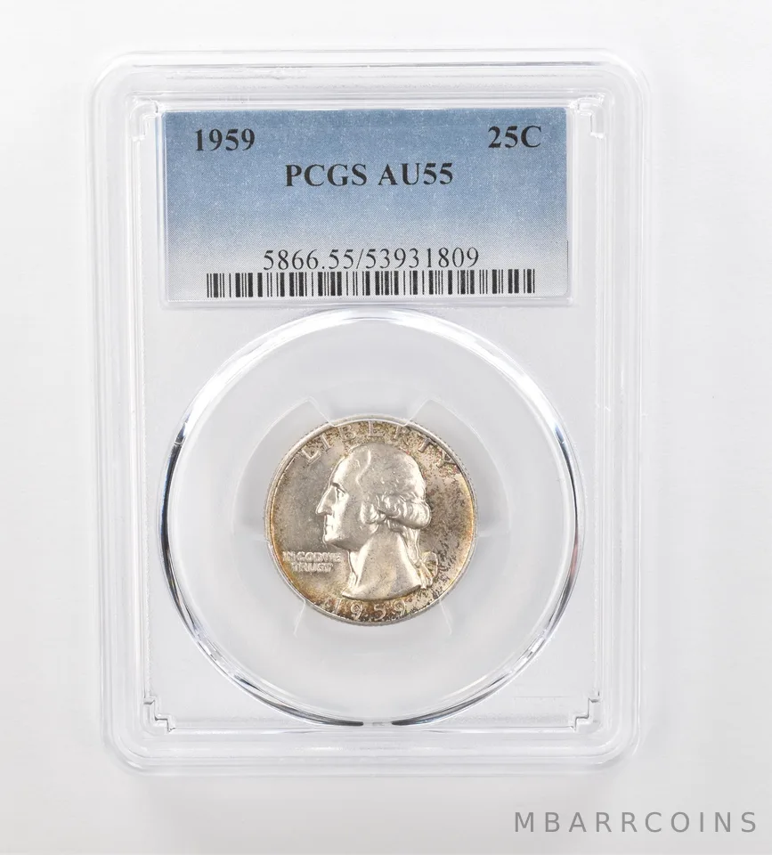 1959 Washington Quarter AU55 PCGS Beautiful Tone *0956
