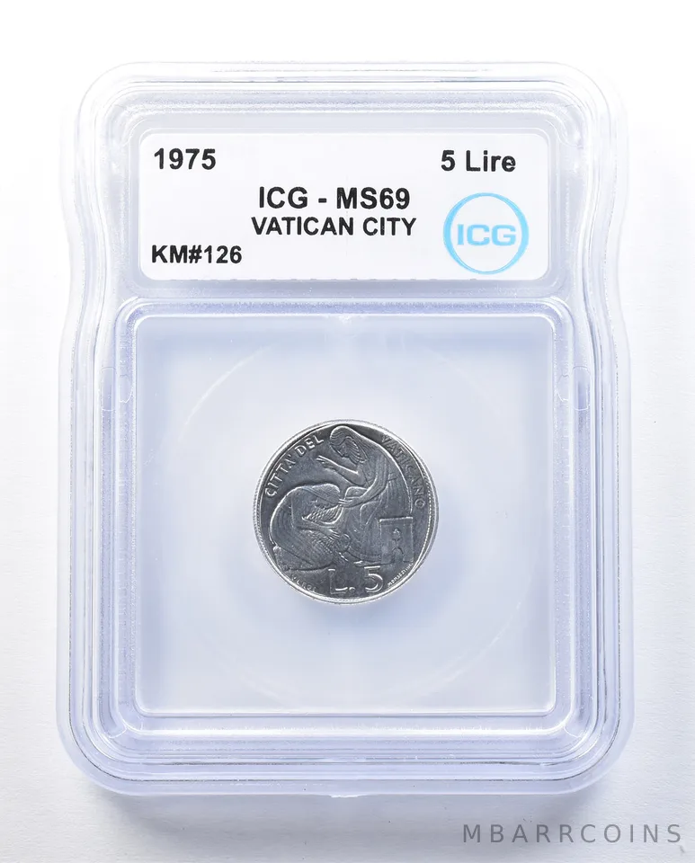 1975 Vatican City 5 Lire KM#126 MS69 ICG *8957