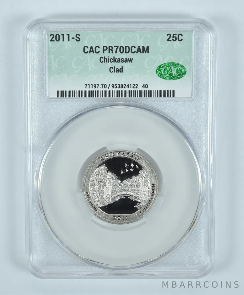 2011-S Washington Quarter Chickasaw CLAD ATB PR70 DCAM CAC CACg