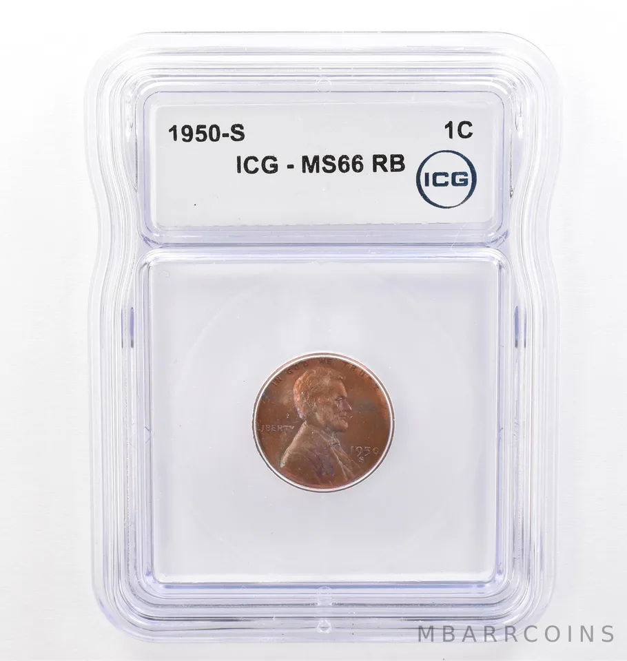 1950-S Lincoln Wheat Cent MS66 RB ICG Beautiful Tone *7701