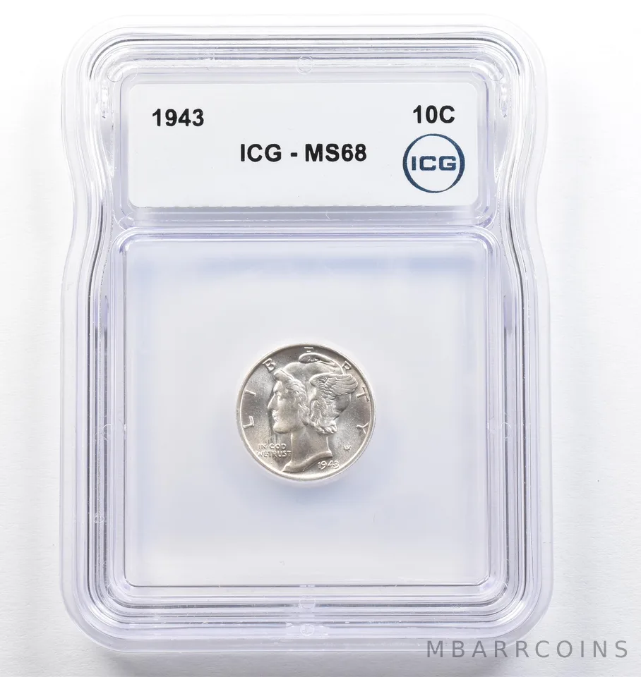 1943 Mercury Dime MS68 ICG *0720