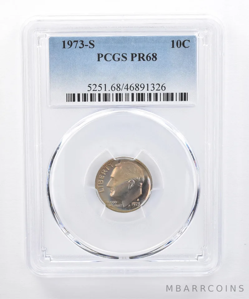 1973-S Roosevelt Dime PR68 PCGS Beautiful Tone *8333