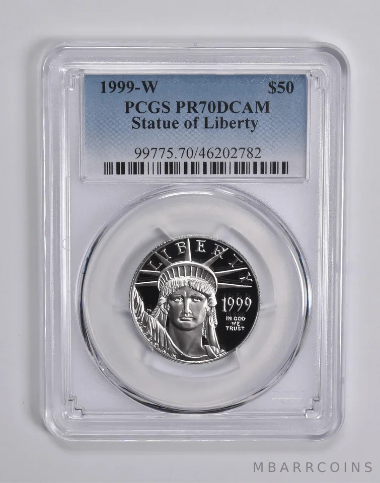 PR70 DCAM 1999-W $50 Statue Of Liberty 1/2 Oz Platinum Eagle PCGS a6635