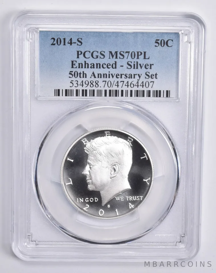 2014-S Kennedy Half Dollar 50th Anniversary Set Enhanced MS70 PL PCGS