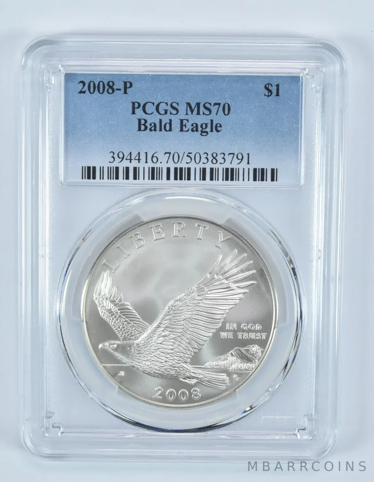 2008-P Bald Eagle Commemorative Dollar MS70 PCGS Blue Label