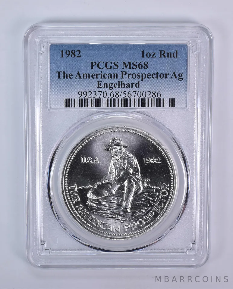 1982 Engelhard Prospector 1 Oz Silver Round MS68 PCGS