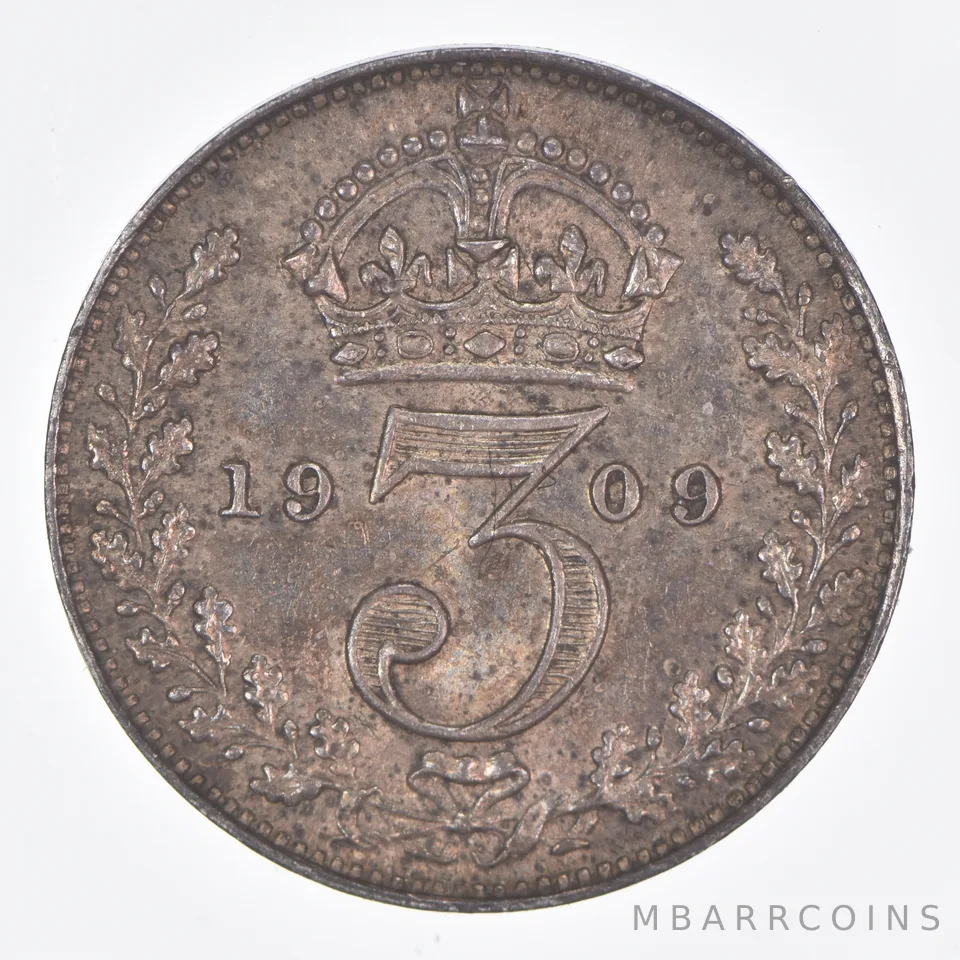 Better Date - 1909 Great Britain 3 Pence World Coin- Silver *267