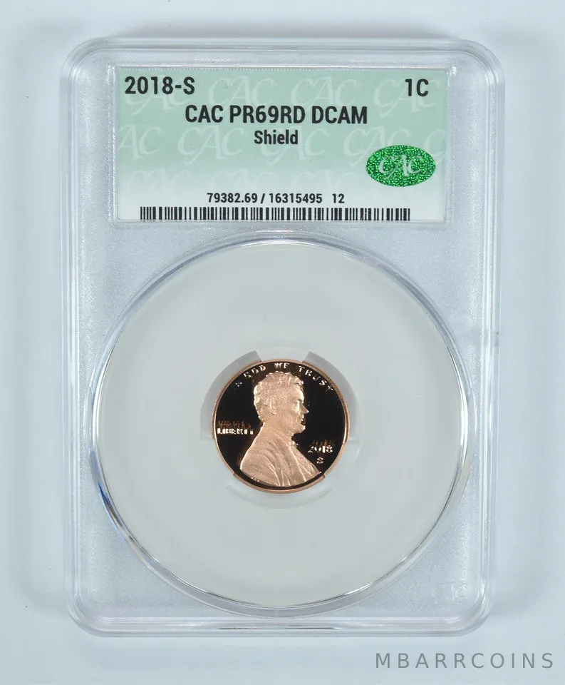 2018-S Lincoln Shield Cent PR69 RD DCAM CAC CACg