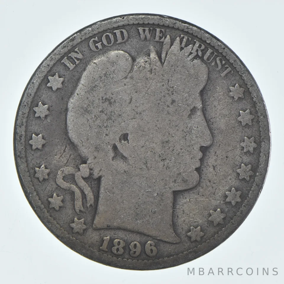 1896 Barber Half Dollar Average Circ 90% Silver