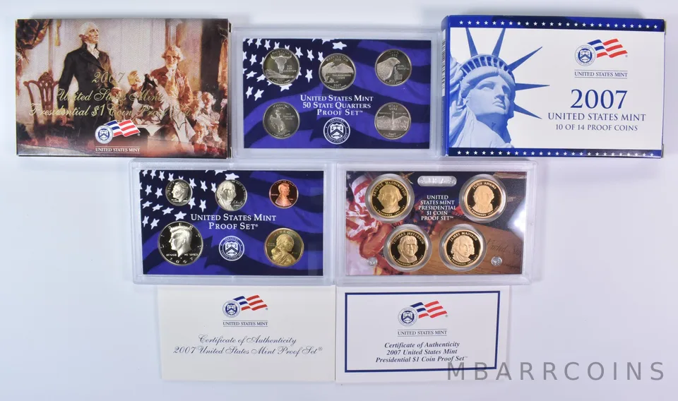 2007 Proof Set with Original Box and COA (14 coins)