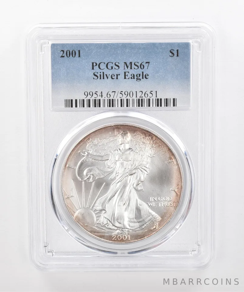 2001 American Silver Eagle MS67 PCGS Beautiful Tone *1531