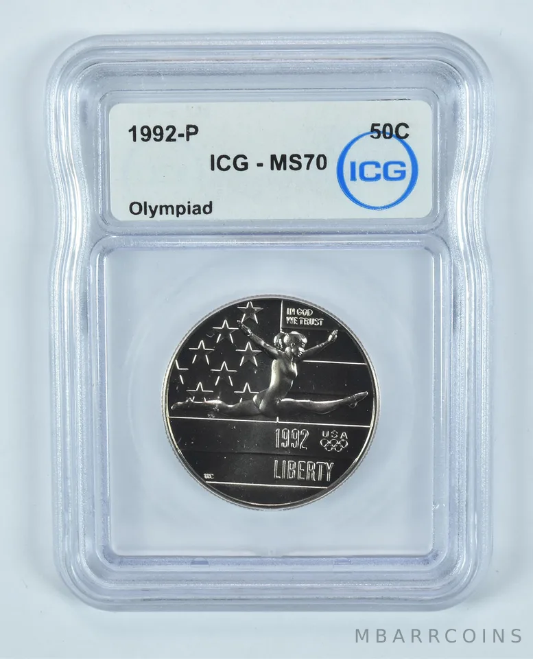 1992-P Olympic Gymnastics Commemorative Half Dollar MS70 ICG