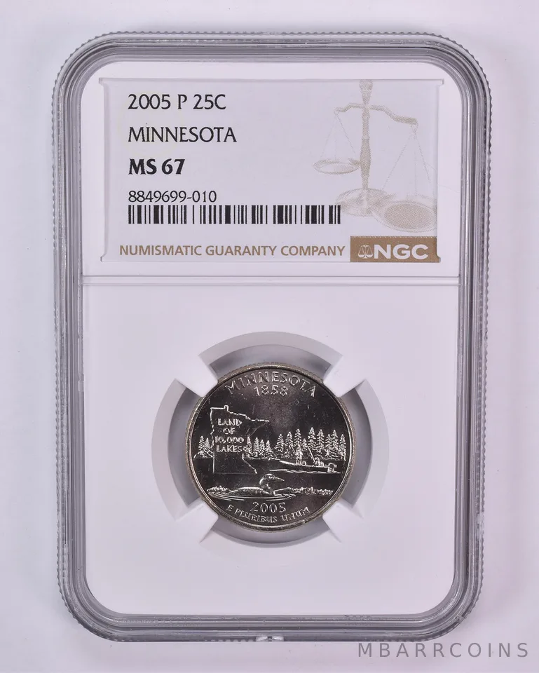 2005-P Washington State Quarter Minnesota MS67 NGC Brown Label