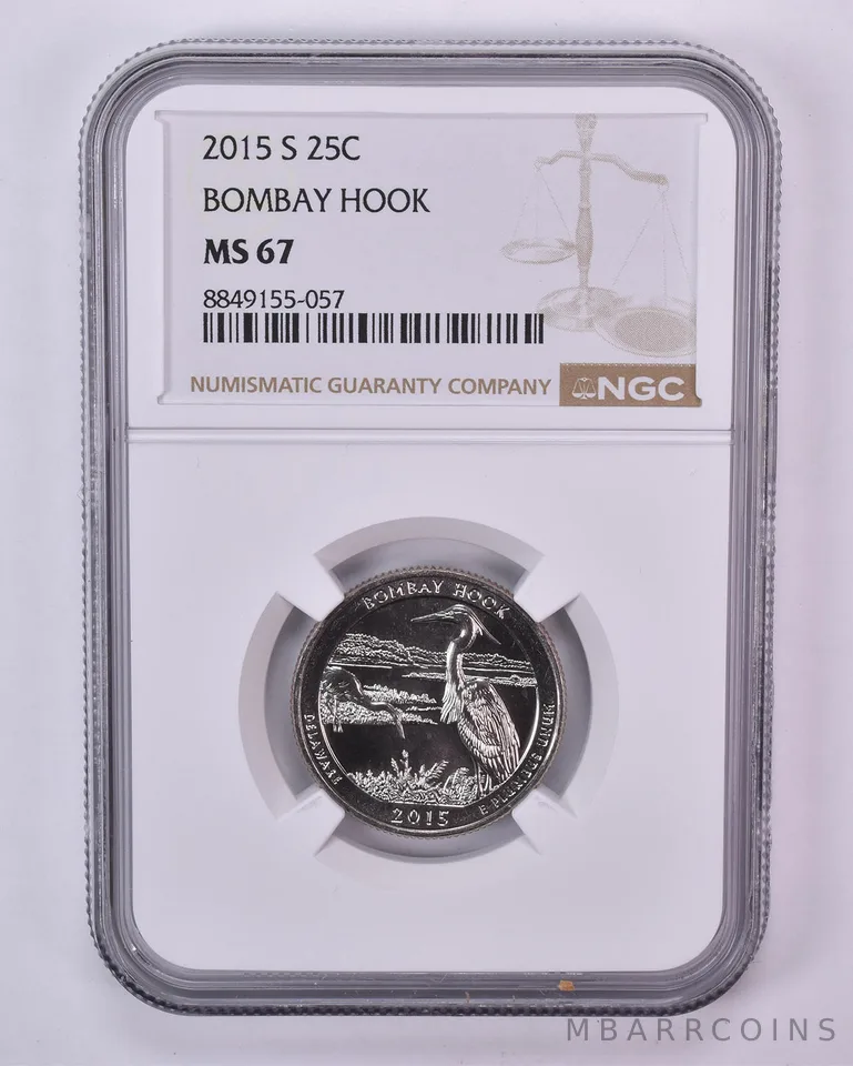 2015-S Washington Quarter ATB Bombay Hook MS67 NGC Brown Label