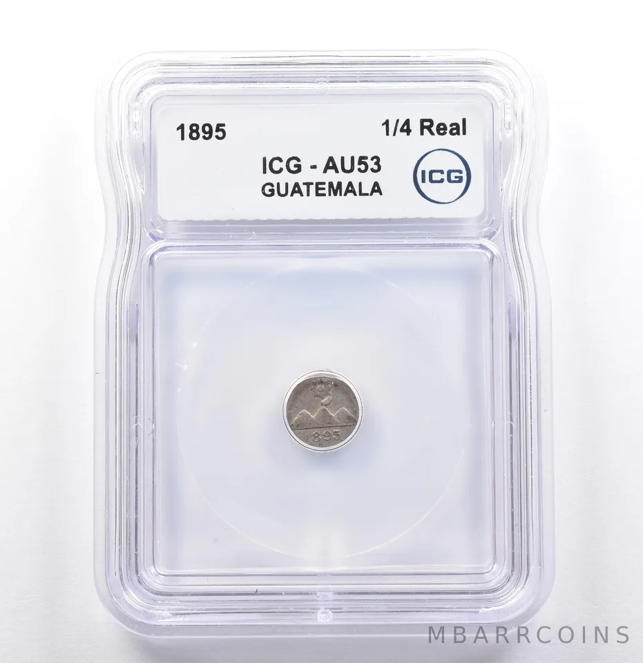 1895 Guatemala 1/4 Real AU53 ICG *9959
