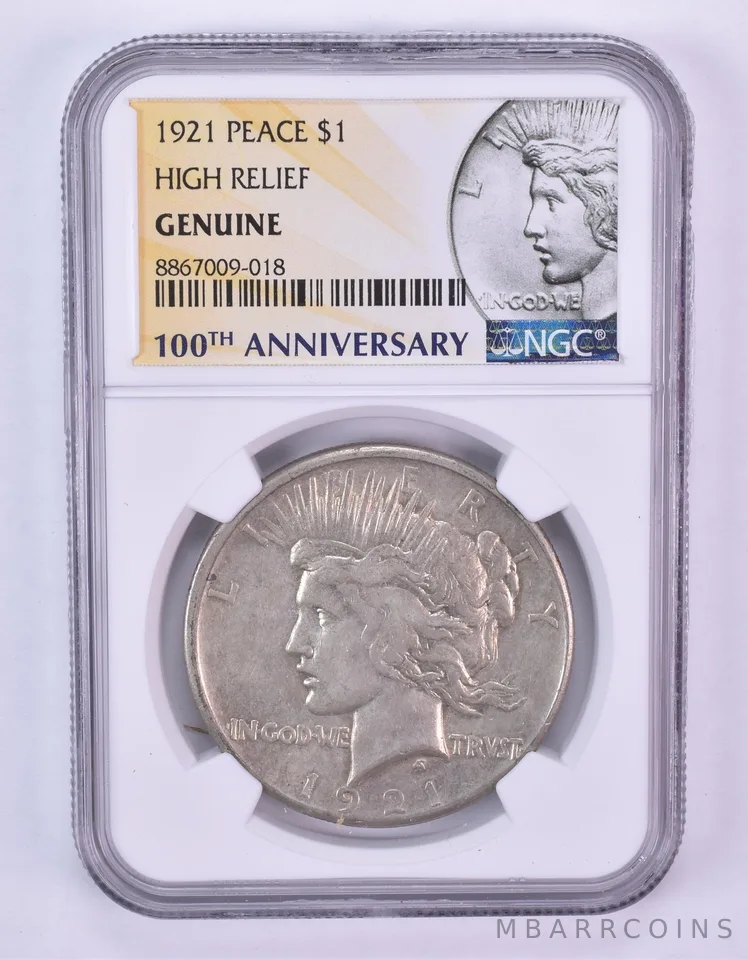 1921 Peace Silver Dollar High Relief Genuine NGC *1096