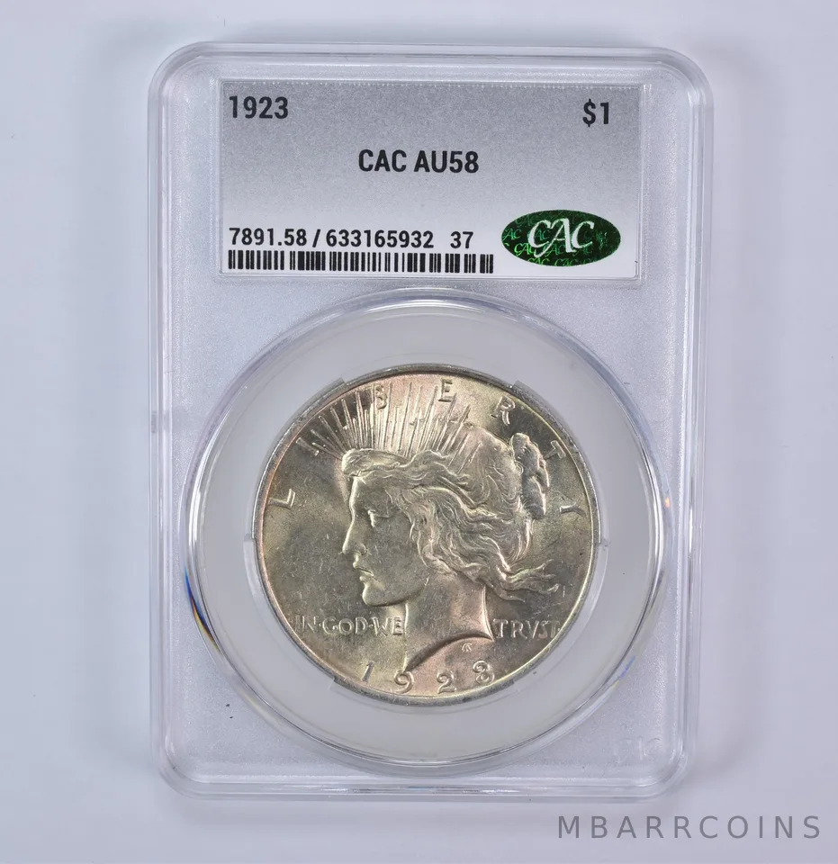 1923 Peace Silver Dollar AU58 CAC CACg