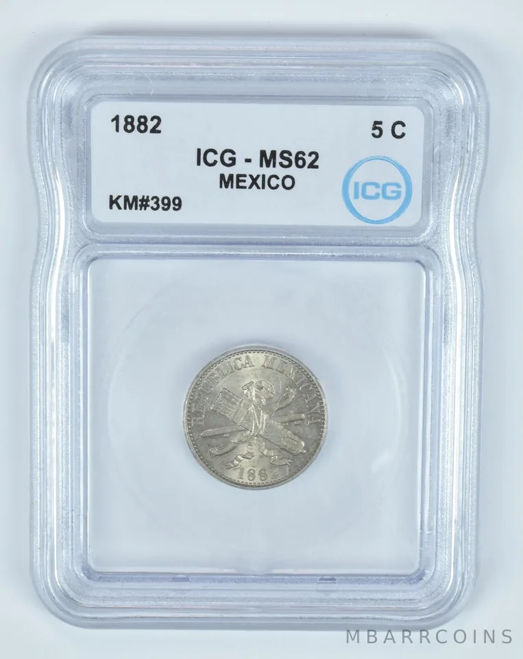 1882 Mexico 5 Centavos KM#399 MS62 ICG *9454
