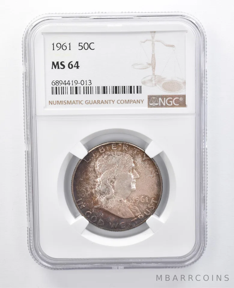 1961 Franklin Half Dollar MS64 NGC Beautiful Tone *7911