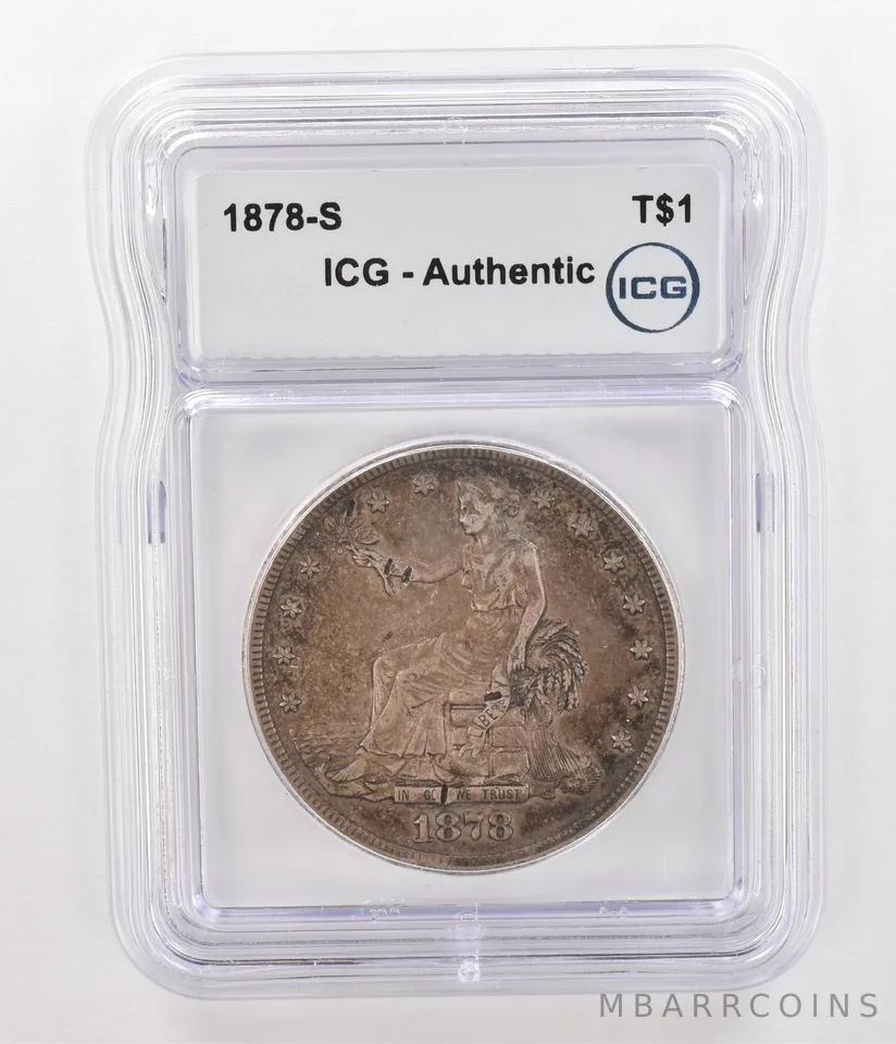 1878-S Seated Liberty Trade Dollar Authentic ICG Beautiful Tone *4762