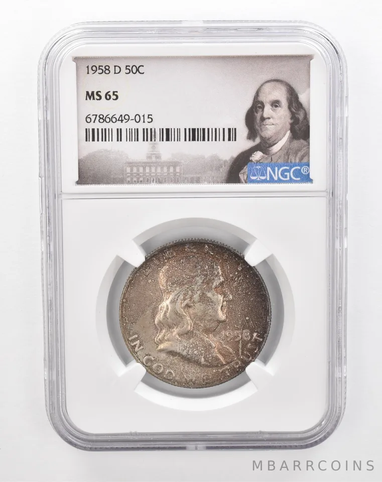 1958-D Franklin Half Dollar MS65 NGC Beautiful Tone *2854