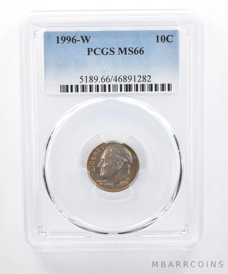 1996-W Roosevelt Dime MS66 PCGS Beautiful Tone *8303