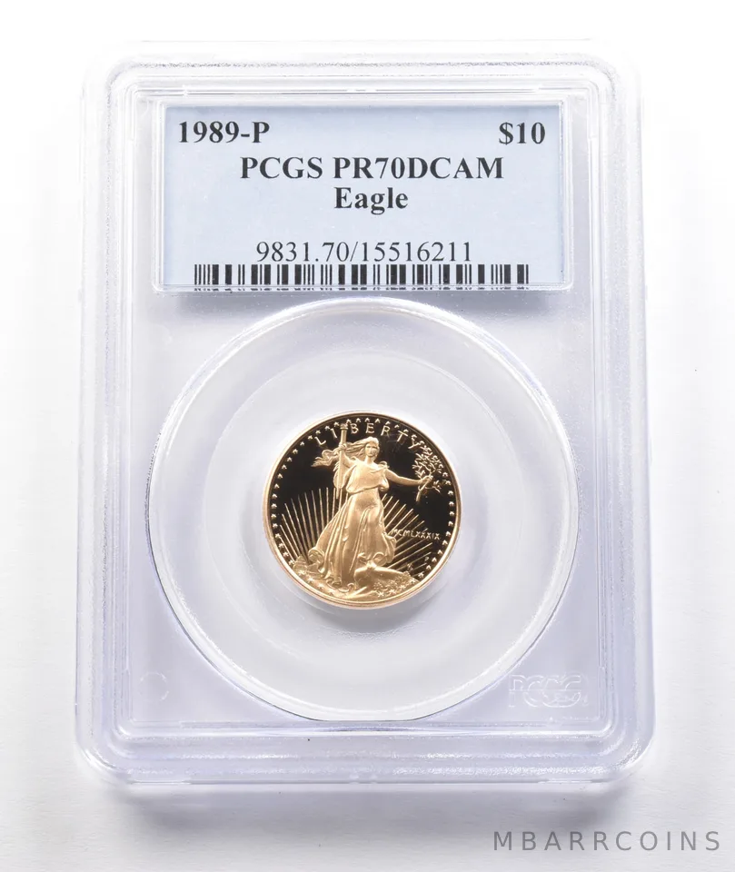 1989-P $10 American Gold Eagle 1/4 Oz Gold PR70 DCAM PCGS