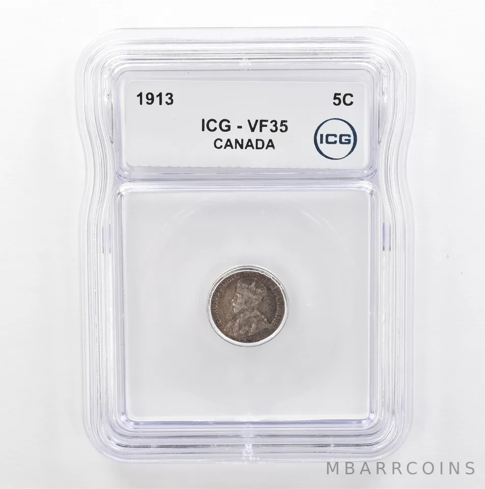1913 Canada 5 Cents VF35 ICG Beautiful Tone *5350