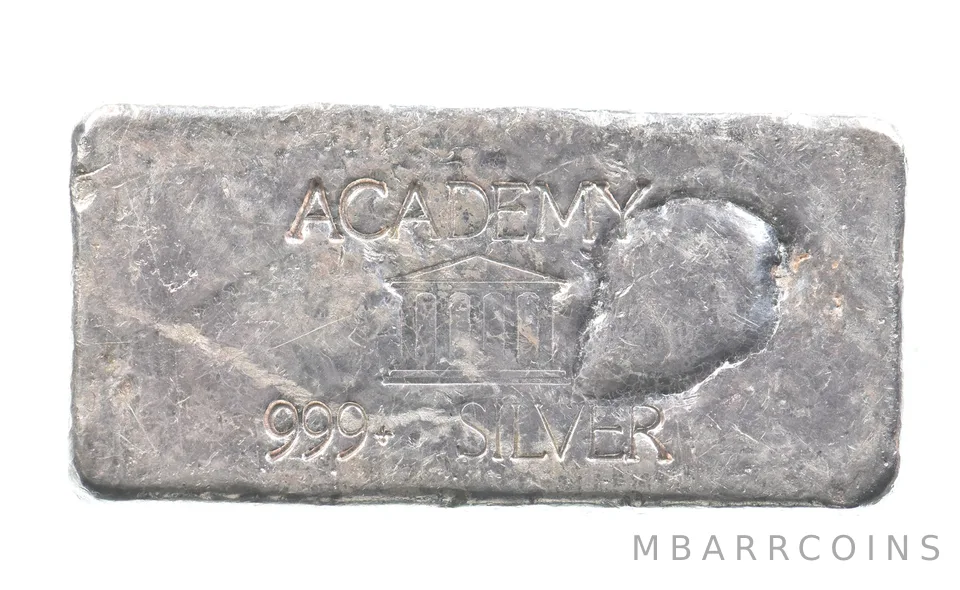 5.1 Troy Oz Silver Bar Academy Vintage Poured Loaf CSRCO Odd *2930