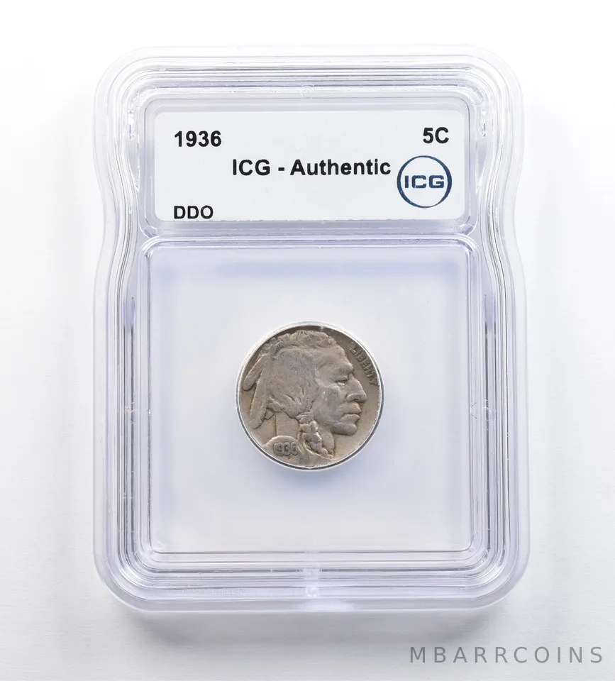 1936 Indian Head Buffalo Nickel DDO Authentic ICG *9187