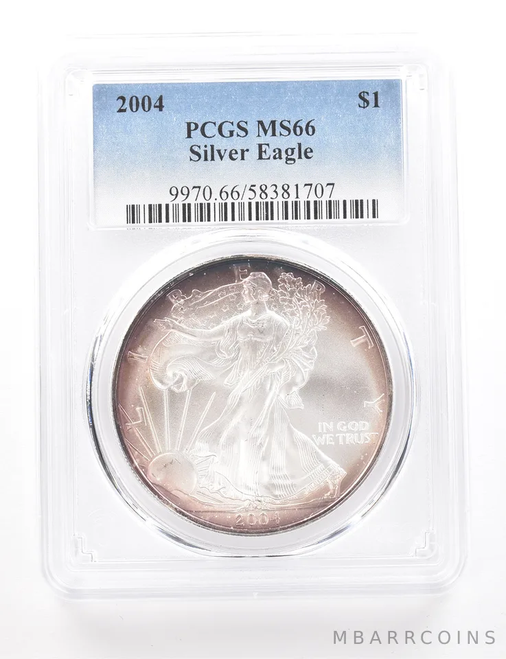 2004 American Silver Eagle MS66 PCGS Beautiful Tone *3418