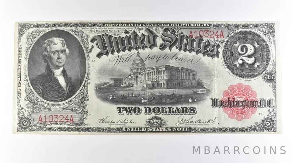 1917 $2 Legal Tender Large Note Red Seal FR#57 *0588