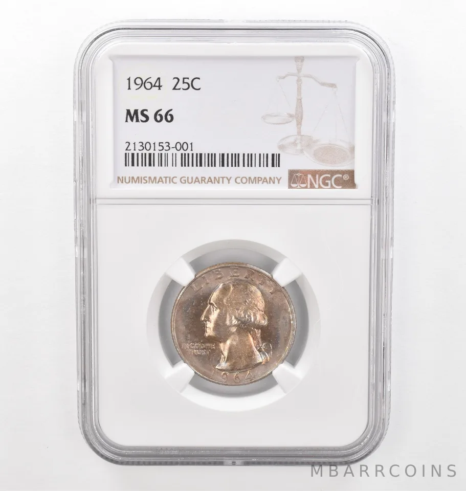 1964 Washington Quarter MS66 NGC Beautiful Tone *2252