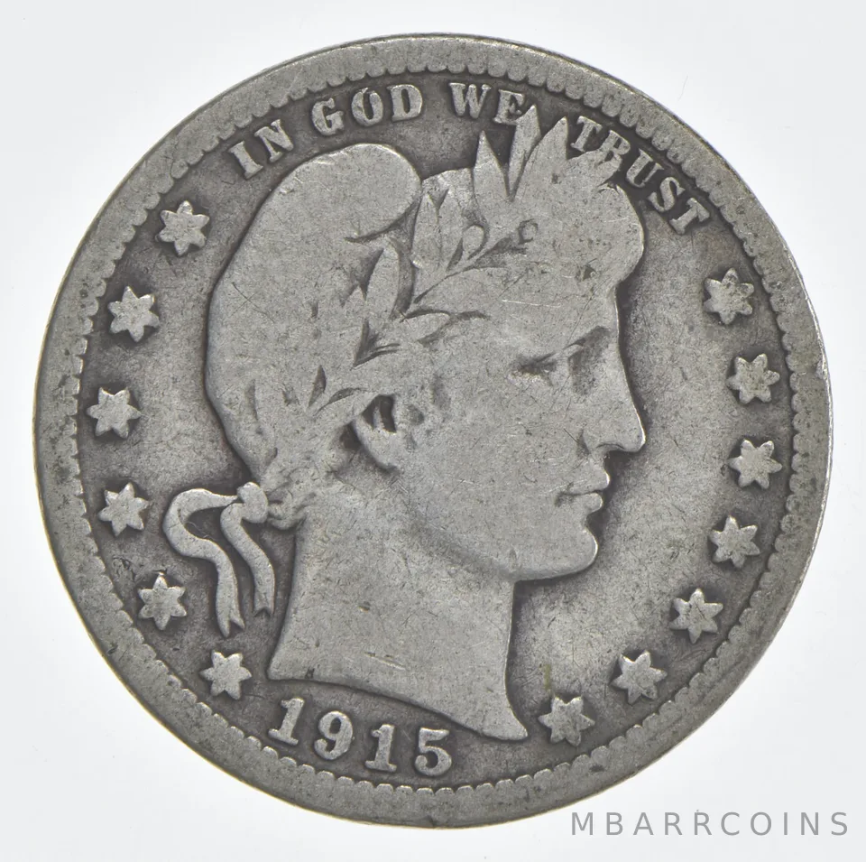1915-D Barber Quarter 90% Silver VG Condition