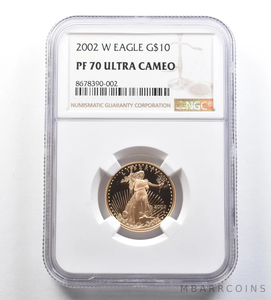 2002-W $10 American Gold Eagle 1/4 Oz Gold PF70 UCAM NGC