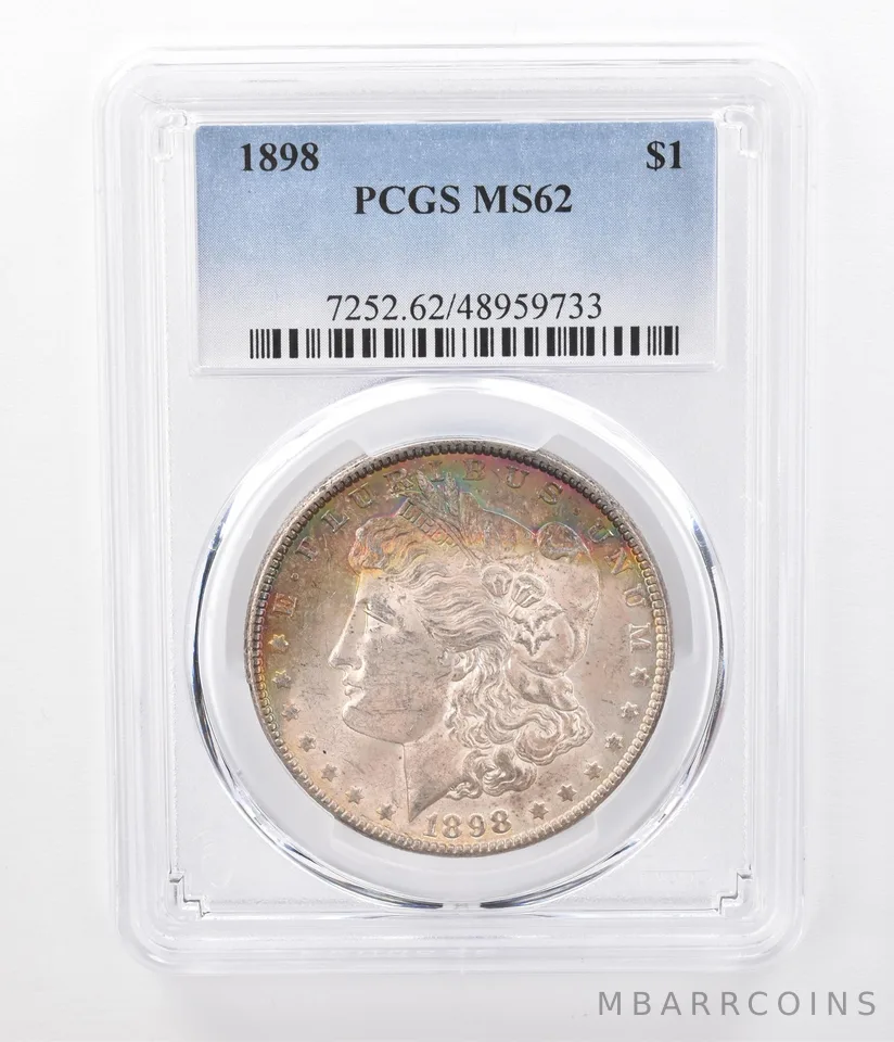 1898 Morgan Silver Dollar MS62 PCGS Peripheral Tone a7474