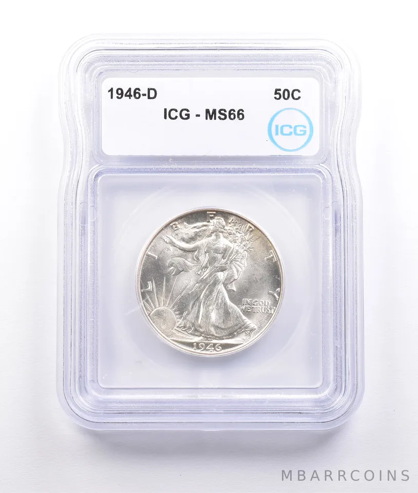 1946-D Walking Liberty Half Dollar MS66 ICG a6942