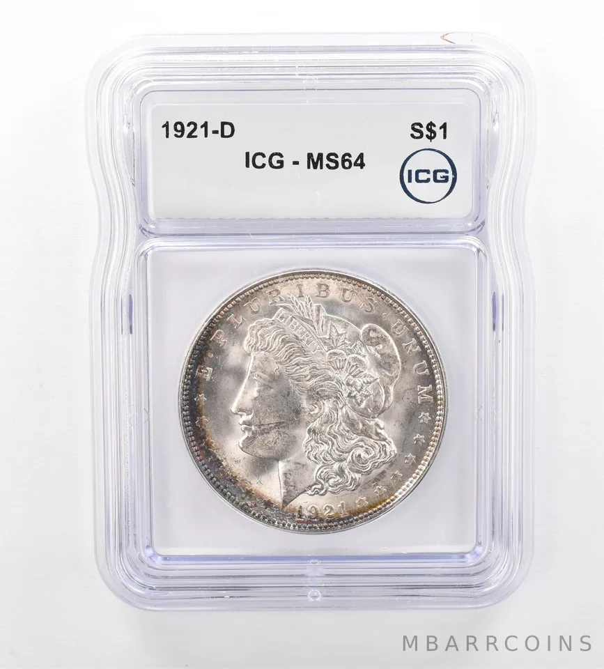 1921-D Morgan Silver Dollar MS64 ICG Peripheral Tone *7547