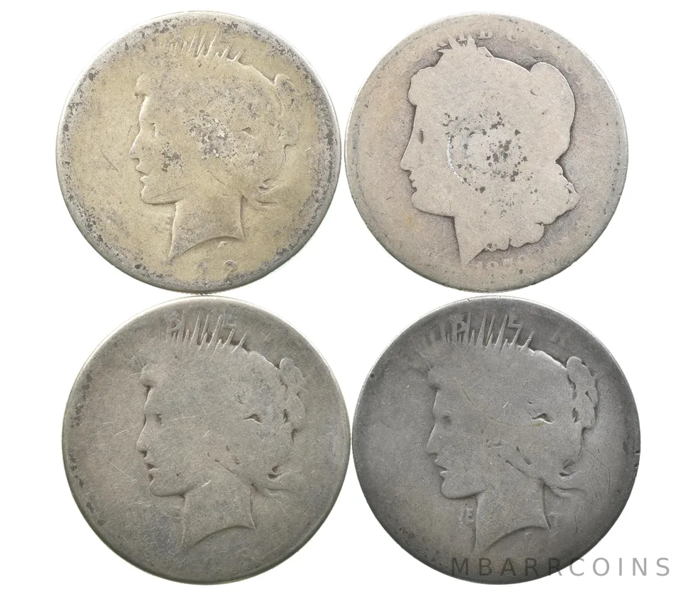 Lot (4) 1928/1926/1922/1878 Peace/Morgan Silver Dollar a0015