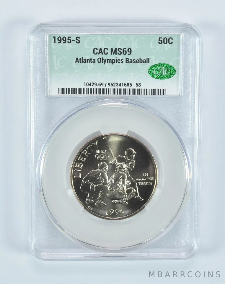 1995-S Olympic Baseball Commemorative Half Dollar MS69 CAC CACg