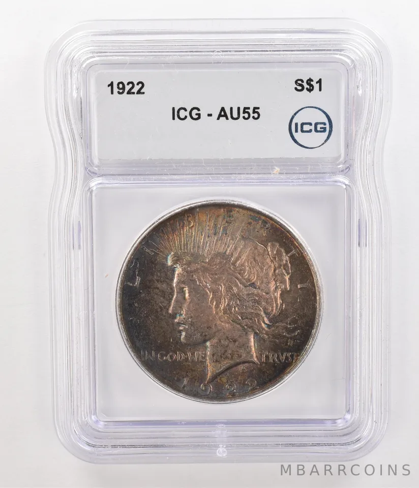 1922 Peace Silver Dollar AU55 ICG Beautiful Tone *4773