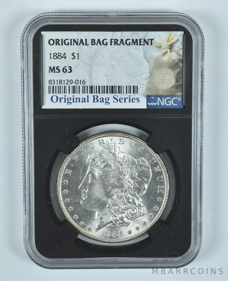 1884 Morgan Silver Dollar Original Bag Fragment MS63 NGC